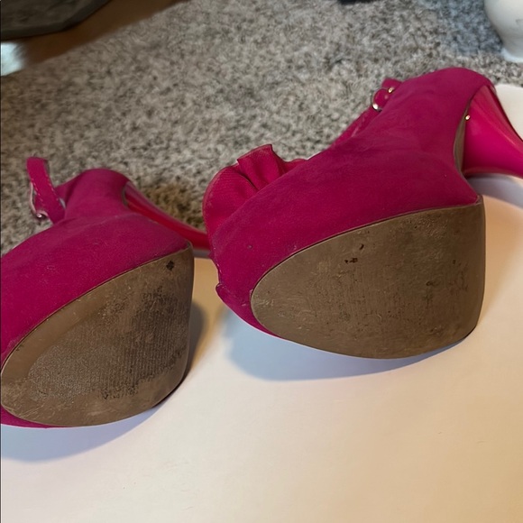 Qupid Pink Suede Heels with Ankle Strap - Picture 8 of 8
